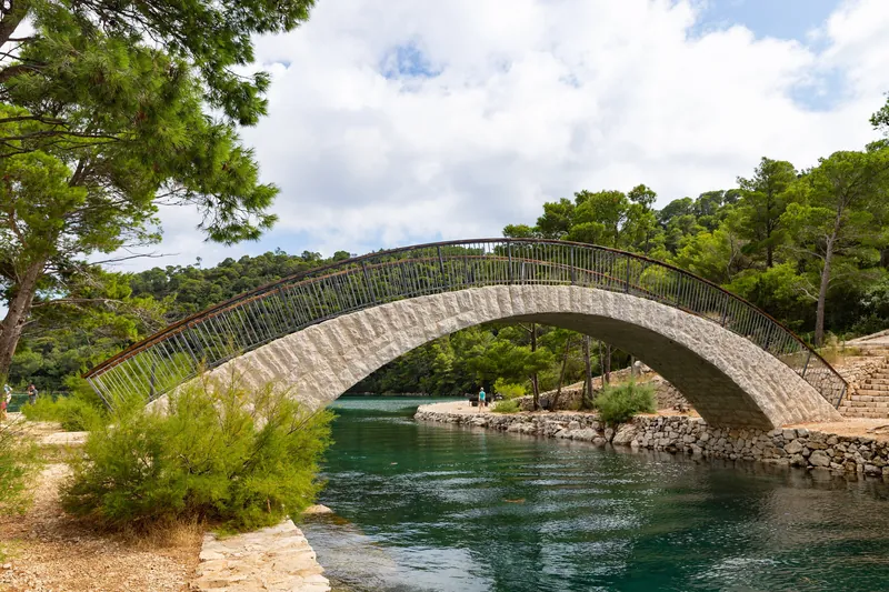 The bridge over Veliko jezero lake on Mljet
