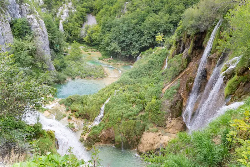 Veliki Slap waterfall and the Lower Lakes in Plitvice Lakes National Park